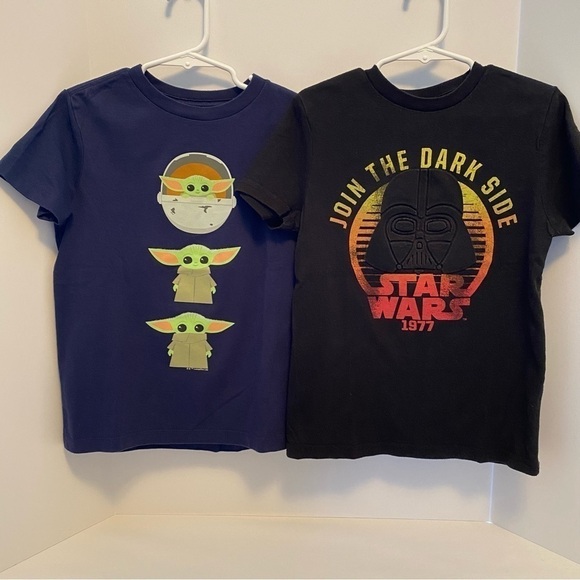 Old Navy Mandalorian Grogu & Star Wars Darth Vader Short Sleeve T-Shirts Size XS - Picture 1 of 9